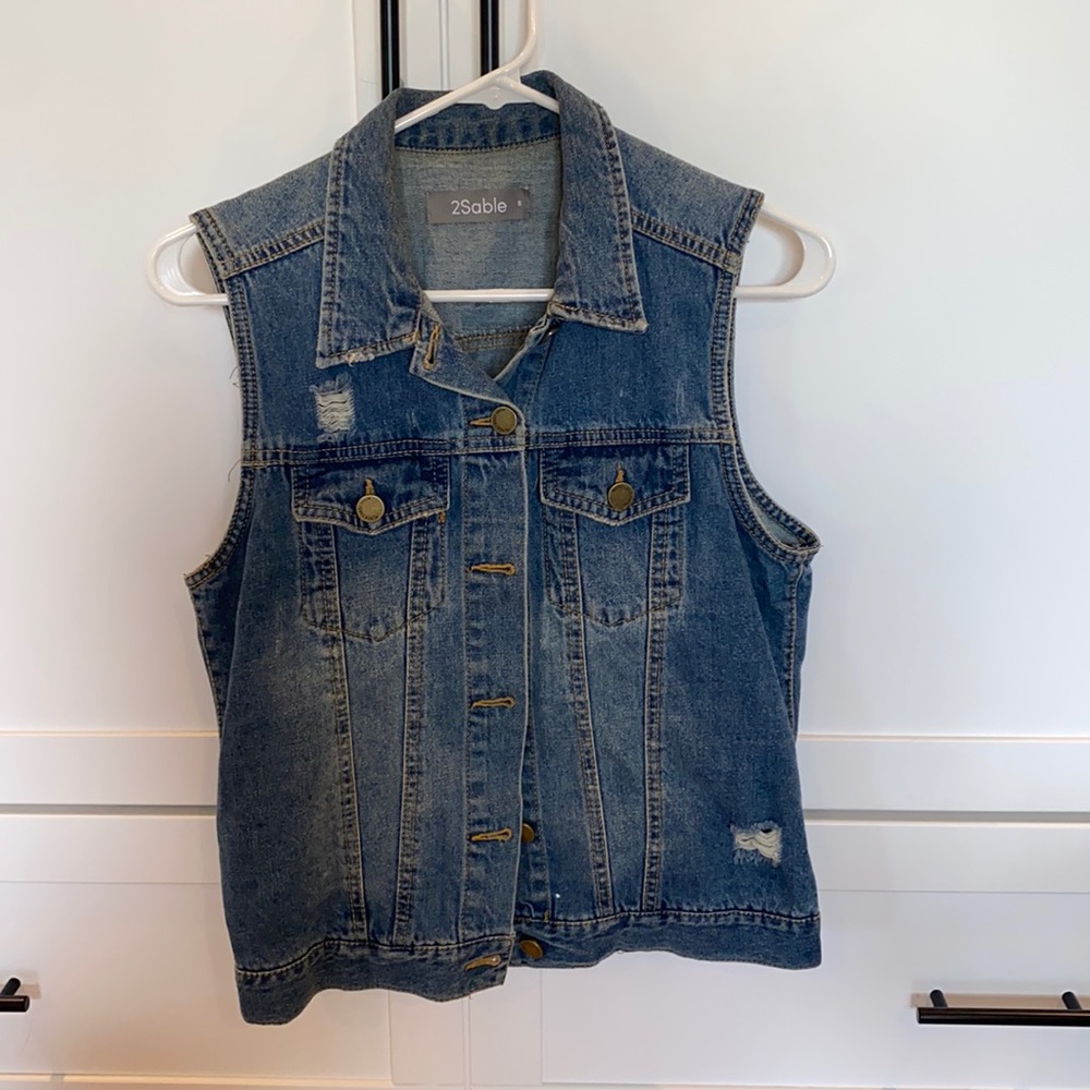 Lightly Distressed Denim Vest